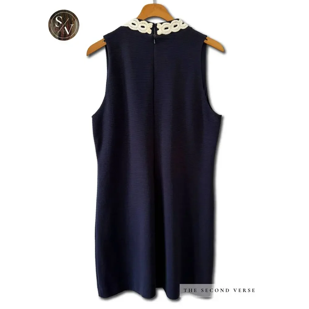 Lilly Pulitzer Calista Navy Dress With White Lace Accent Size Large - Picture 3 of 11